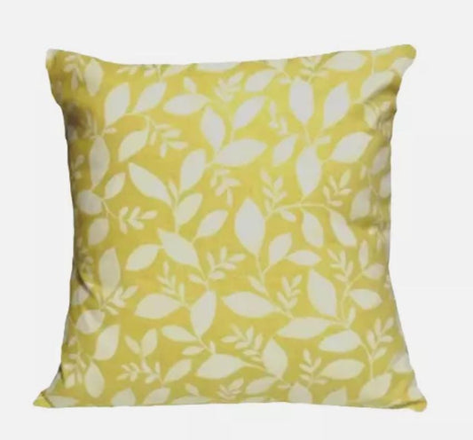 Rene Pale Yellow Leaf Cushion Cover , Leaves Cushion Cover , Throw Pillow , Scatter Cushions , Cushion Cover UK