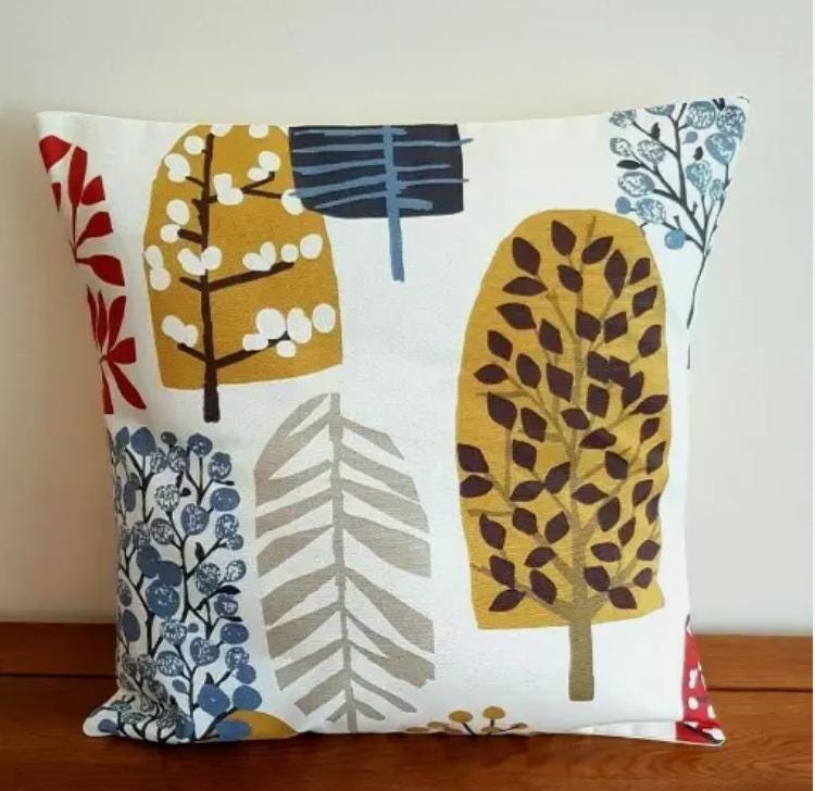 Tree Blossom Cushion Cover , Floral Indigo Cranberry Red Cushion Cover , Throw Pillow , Scatter Cushions , Cushion Cover UK
