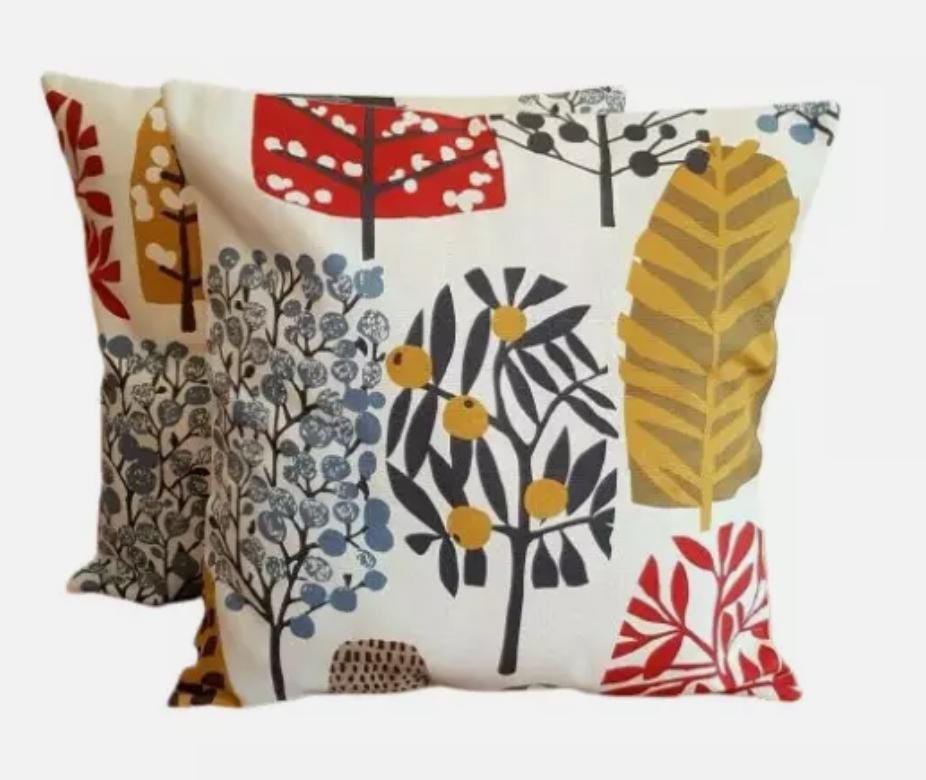 Tree Blossom Cushion Cover , Floral Indigo Cranberry Red Cushion Cover , Throw Pillow , Scatter Cushions , Cushion Cover UK