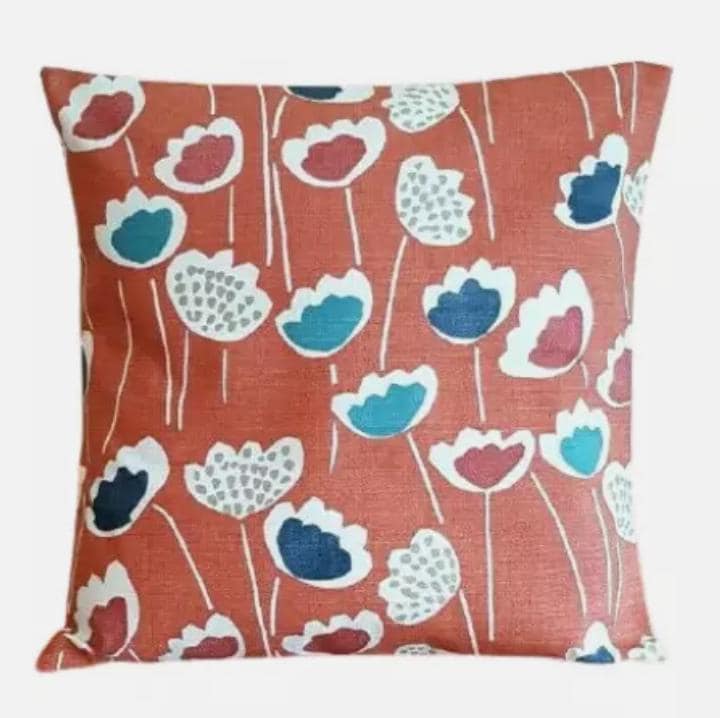 Scandi Floral Tulip Cushion Cover , Meeko Clara Coral Reef Red Floral Cushion Cover , Throw Pillow , Scatter Cushions , Cushion Cover UK
