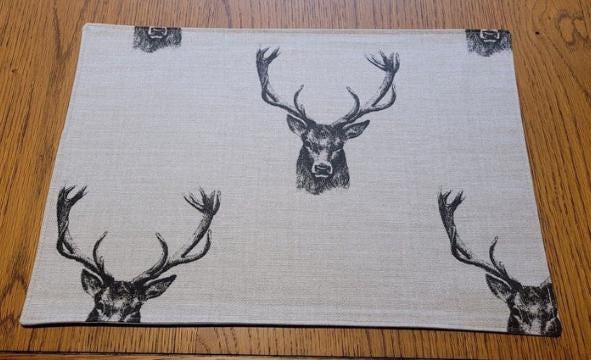 Christmas Stags Placemat , Woodlands Stags Placemats , Wildlife Cotton Placemat , Christmas Napkins Set , Table Linen Dining Table Mats