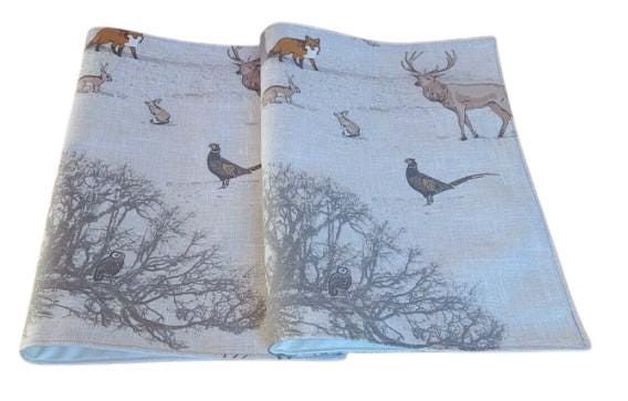 Christmas Stags Placemat , Woodlands Stags Placemats , Wildlife Cotton Placemat , Christmas Napkins Set , Table Linen Dining Table Mats