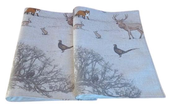 Christmas Stags Placemat , Woodlands Stags Placemats , Wildlife Cotton Placemat , Christmas Napkins Set , Table Linen Dining Table Mats