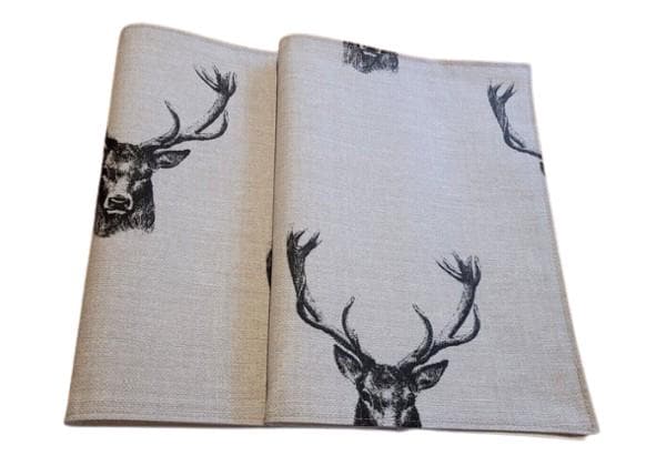 Christmas Stags Placemat , Woodlands Stags Placemats , Wildlife Cotton Placemat , Christmas Napkins Set , Table Linen Dining Table Mats