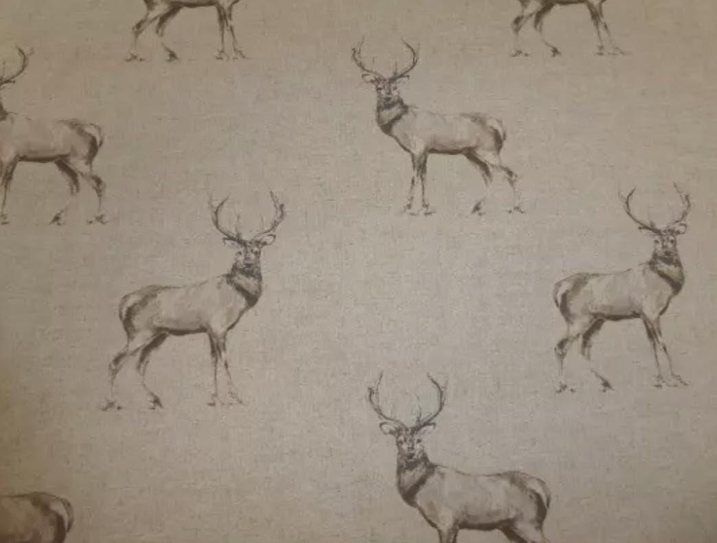 Glencoe Stags Cushion Cover: Beige Cotton Throw Pillow