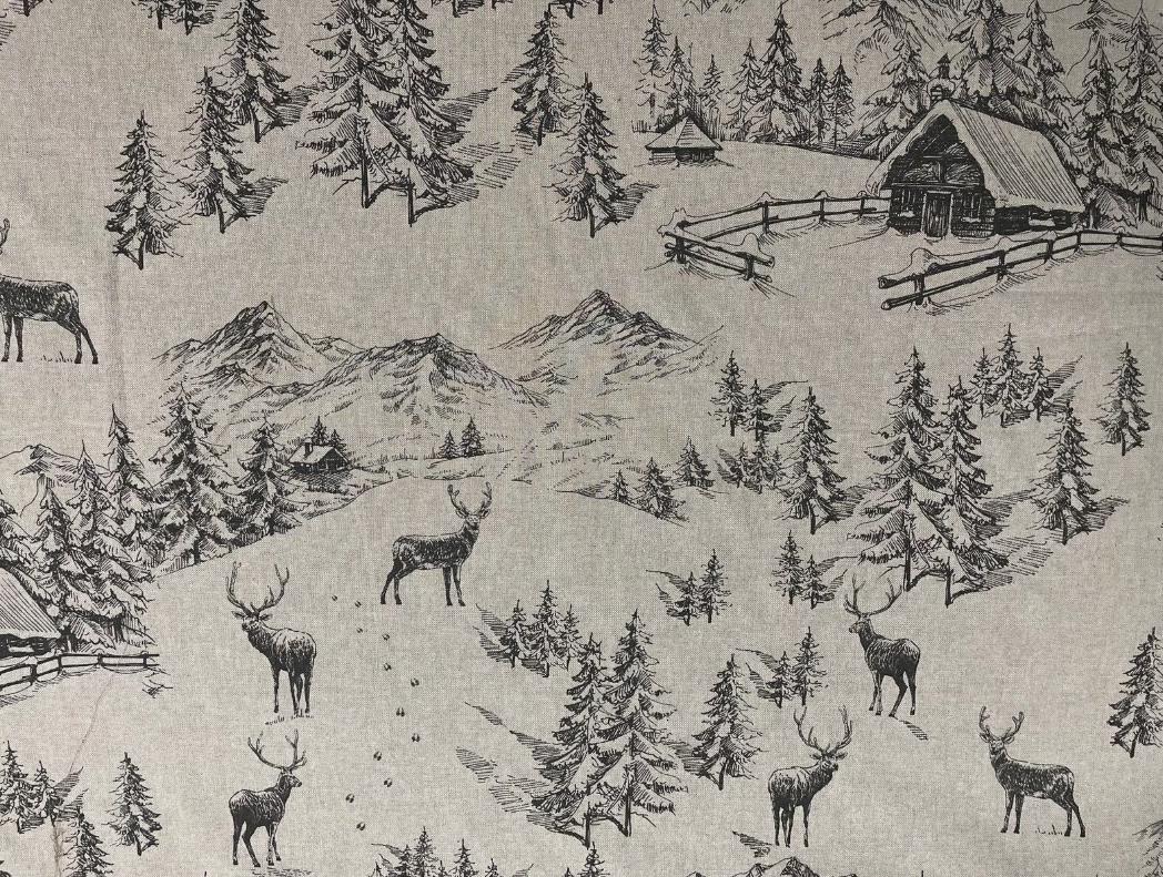 Winter Scenic Cushion Cover , Advent Toile Christmas Cushion Cover , Stag Cushion Cover , Scatter Cushions , Cushion Cover UK