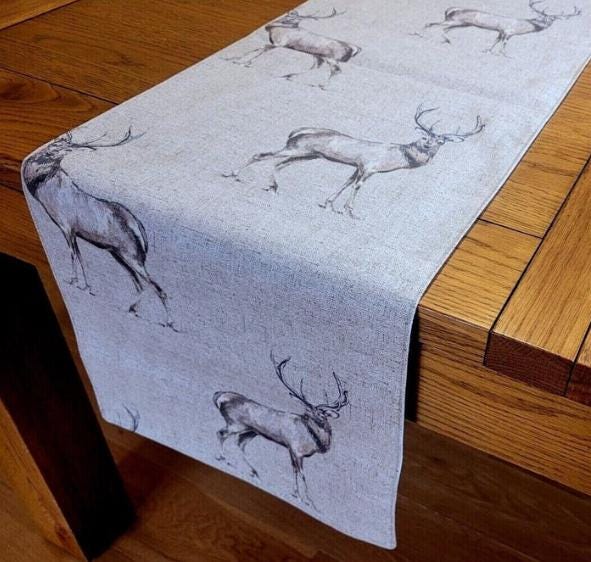 Glencoe Stags Beige Table Runner , Christmas Stags Table Runner , Stags Table Runner , Various Size , Christmas Napkins