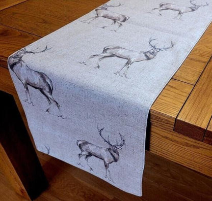 Glencoe Stags Beige Table Runner , Christmas Stags Table Runner , Stags Table Runner , Various Size , Christmas Napkins
