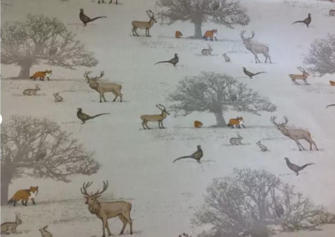 Stags Deer Tea Towel , Wildlife Woodland Christmas Cotton Kitchen Towel