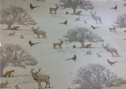 Stags Deer Tea Towel , Wildlife Woodland Christmas Cotton Kitchen Towel