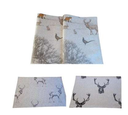 Christmas Stags Placemat , Woodlands Stags Placemats , Wildlife Cotton Placemat , Christmas Napkins Set , Table Linen Dining Table Mats