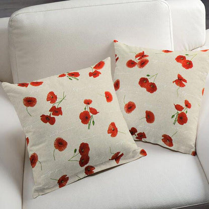 Red Poppy Tablecloth , Floral Flowers Natural Tablecloth , Round Tablecloth , Oval Tablecloth , Rectange Tablecloth