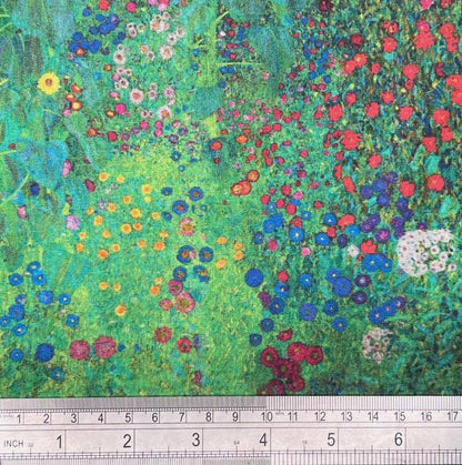 Klimt's Farm Cotton Tablecloth, Floral Garden Print, Handmade in UK