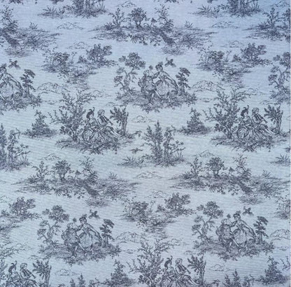Vintage Grey Toile De Jouy Tablecloth, French Country Cotton Blend