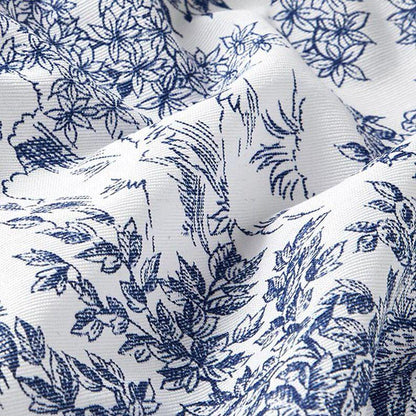 Toile de Jouy Romance Tablecloth , Roses Floral White Blue Table cloth , Round Oval Rectangle , Handmade UK