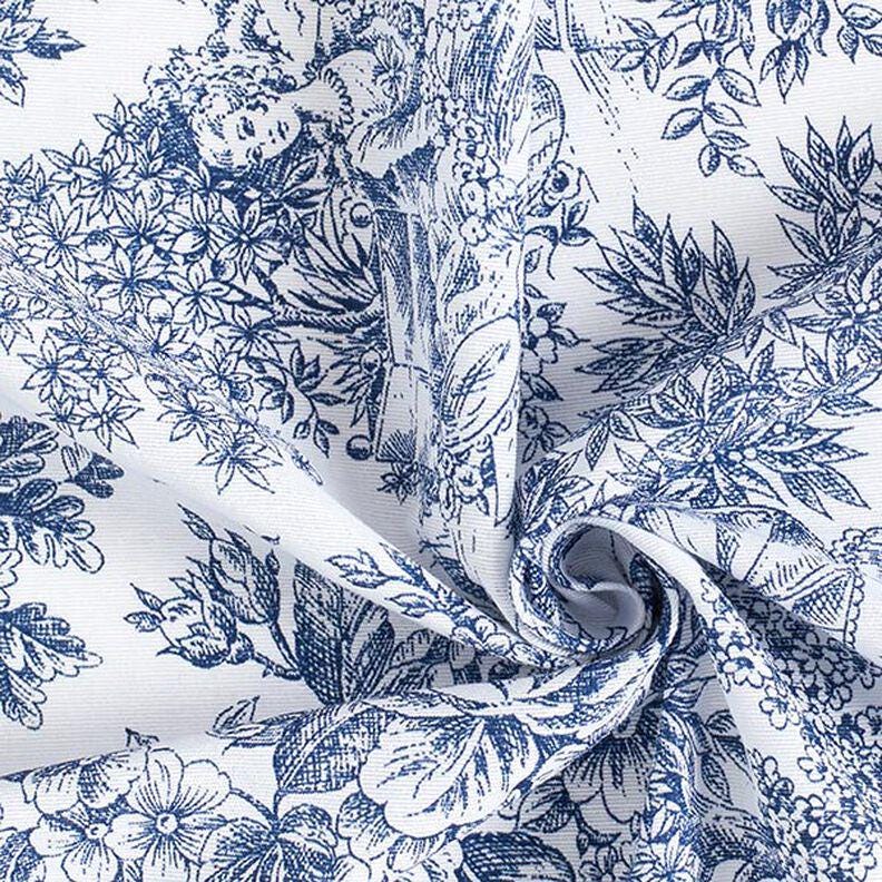 Toile de Jouy Romance Tablecloth , Roses Floral White Blue Table cloth , Round Oval Rectangle , Handmade UK