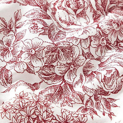 Toile de Jouy Romance Tablecloth , Roses Floral White Carmine Red Table cloth , Round Oval Rectangle , Handmade Uk