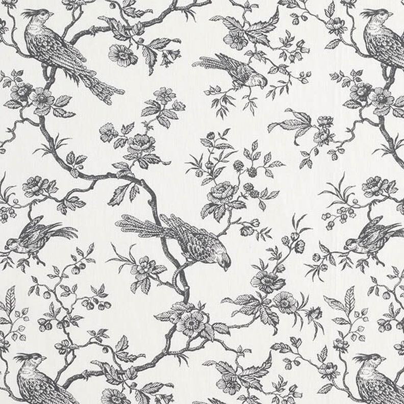 Toile de Jouy Birds Tablecloth , Floral Slate Grey Off White Table cloth , Round Oval Rectangle