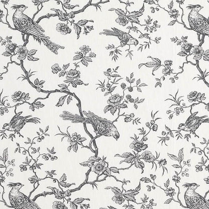 Toile de Jouy Birds Tablecloth , Floral Slate Grey Off White Table cloth , Round Oval Rectangle