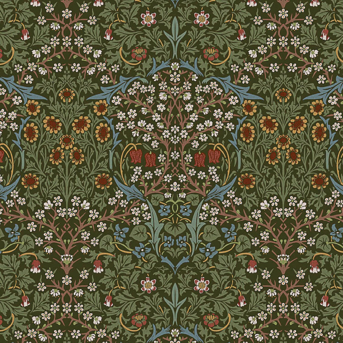 William Morris Blackthorne Tablecloth Forest Green , Round Oval Rectangle , Handmade UK