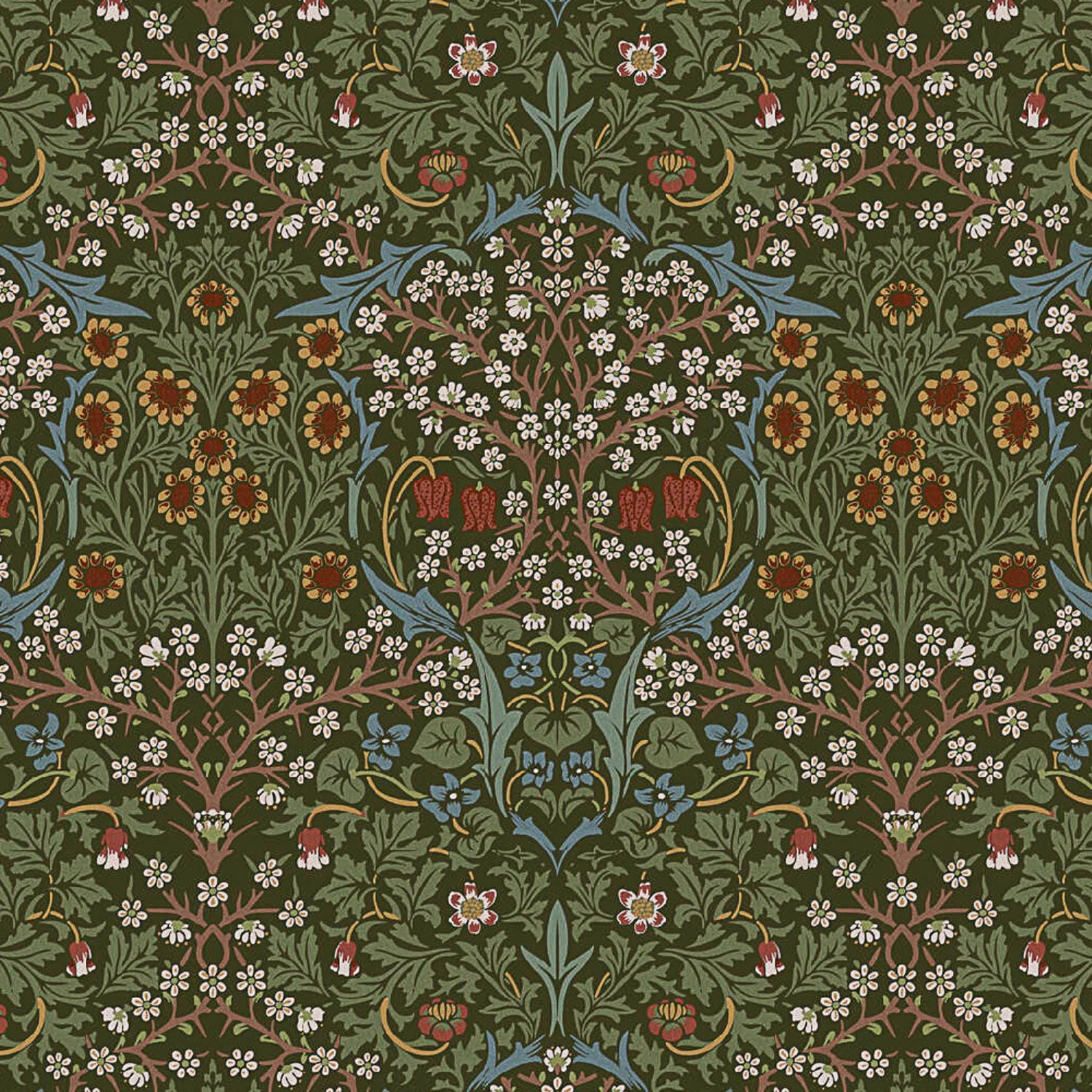 William Morris Blackthorne Tablecloth Forest Green , Round Oval Rectangle , Handmade UK
