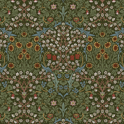 William Morris Blackthorne Tablecloth Forest Green , Round Oval Rectangle , Handmade UK