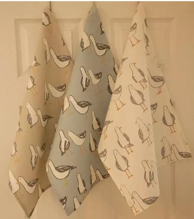 Seagull Laridae Tea Towel, Nautical Marine Seaside Cotton Kitchen Towel