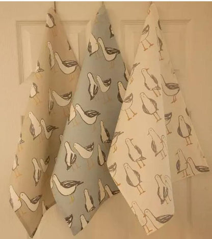 Seagull Laridae Tea Towel, Nautical Marine Seaside Cotton Kitchen Towel