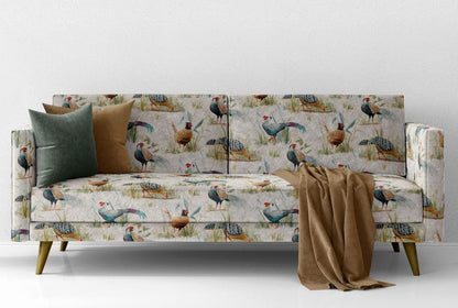 Pheasant Print Tablecloth: Linen Look Fabric, Handmade in UK