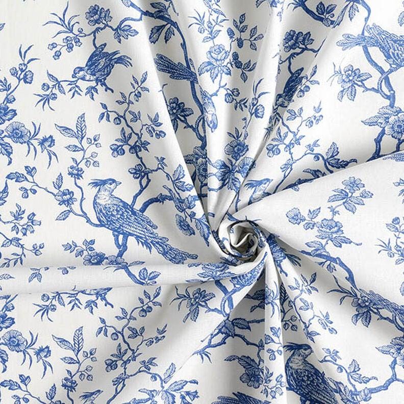 Toile de Jouy Birds Tablecloth , Floral Royal Blue Off White Tablecloth , Round Tablecloth , Oval Tablecloth , Rectangle Tablecloth