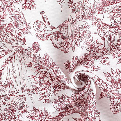 Toile de Jouy Romance Tablecloth , Roses Floral White Carmine Red Table cloth , Round Oval Rectangle , Handmade Uk
