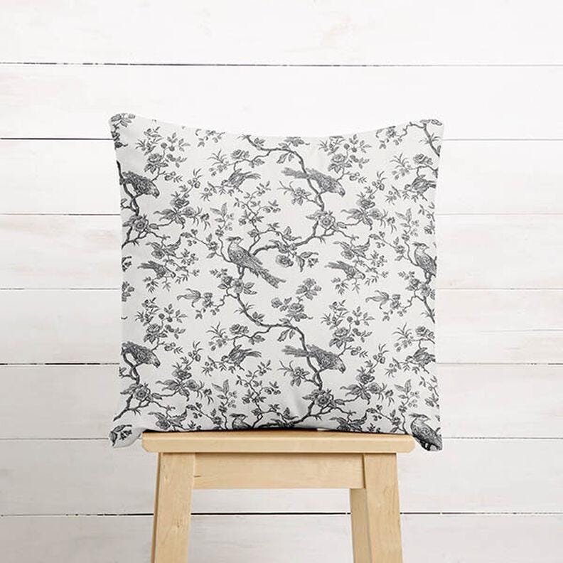 Toile de Jouy Birds Tablecloth , Floral Slate Grey Off White Table cloth , Round Oval Rectangle