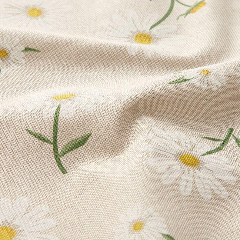 Scattered Daisies Tablecloth , Linen Look Natural , Round Oval Rectange