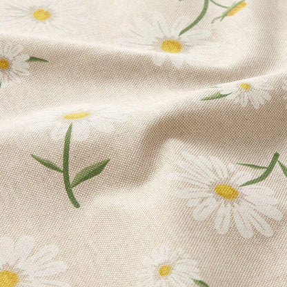 Scattered Daisies Tablecloth , Linen Look Natural , Round Oval Rectange
