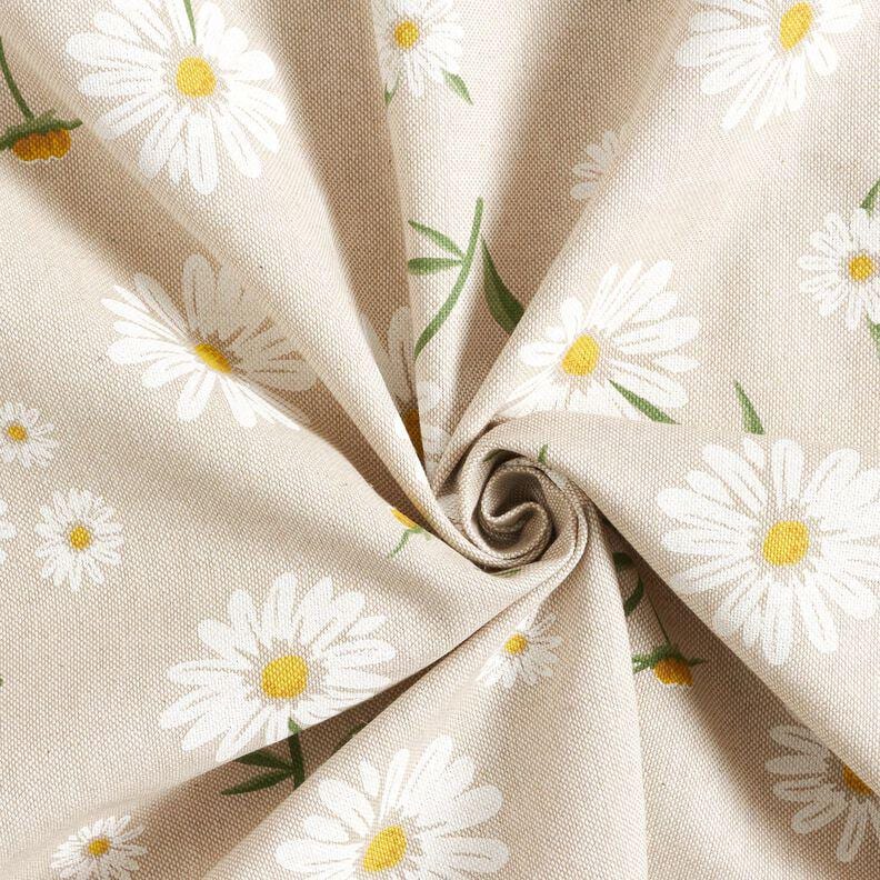 Scattered Daisies Tablecloth , Linen Look Natural , Round Oval Rectange