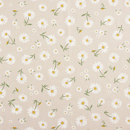 Scattered Daisies Tablecloth, Natural White Linen Look, Handmade UK