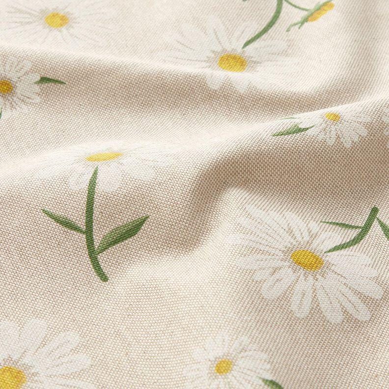 Scattered Daisies Tablecloth, Natural White Linen Look, Handmade UK