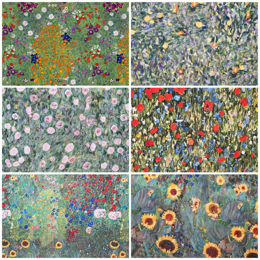 Klimt Flowers Coated Tablecloth , Garden Floral Water Resistant Tablecloths , Outdoor Tablecloth , Round Oval Rectangle Tablecloth
