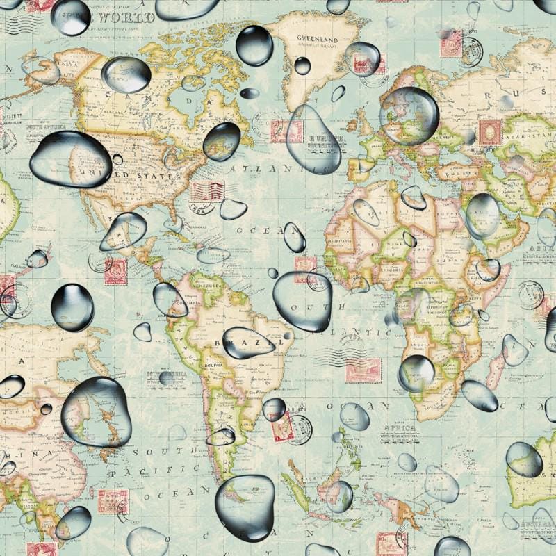 World Map Coated Tablecloth , Soft Water Resistant Tablecloths , Teflon Coated Tablecloth , Round Oval Rectangle Tablecloth