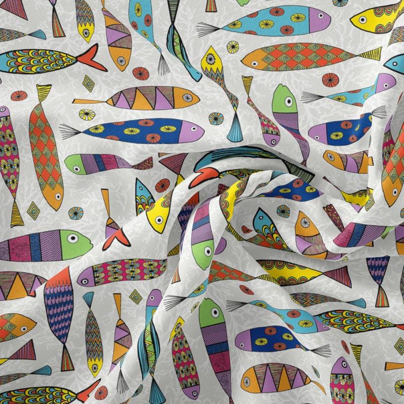 Scandi Fish Teflon Coated Tablecloth: Water Resistant, Handmade UK