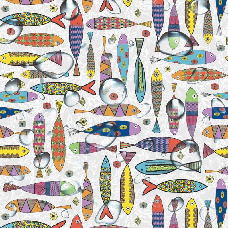 Scandi Fish Teflon Coated Tablecloth: Water Resistant, Handmade UK