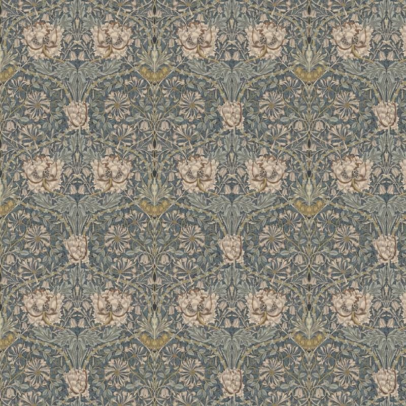 William Morris Coated Tablecloth Honeysuckle Steel , Water Resistant Teflon Coated Table Cloth , Round Oval Rectangle