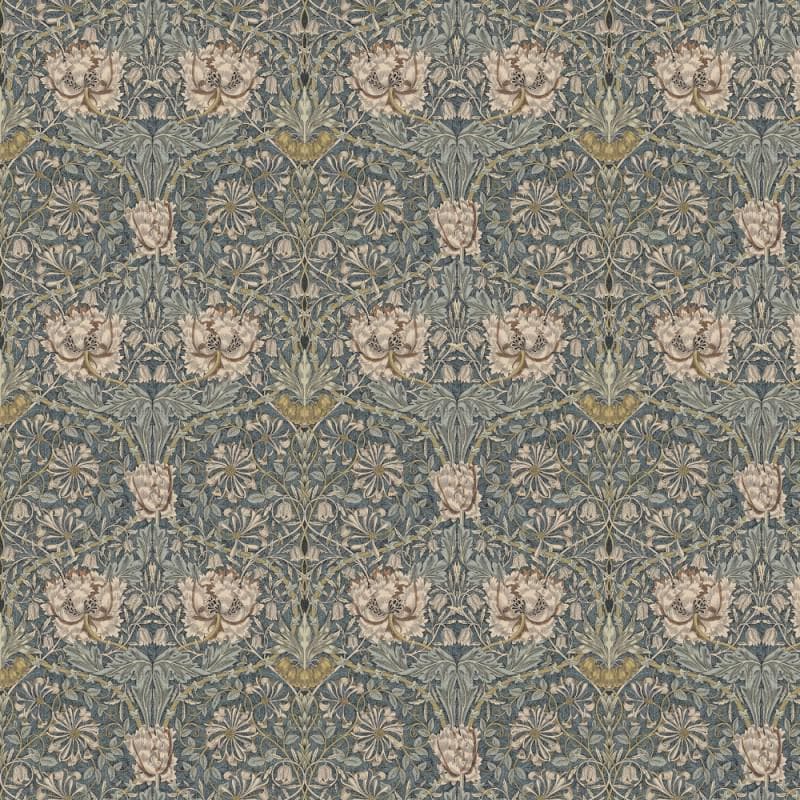 William Morris Coated Tablecloth Honeysuckle Steel , Water Resistant Teflon Coated Table Cloth , Round Oval Rectangle