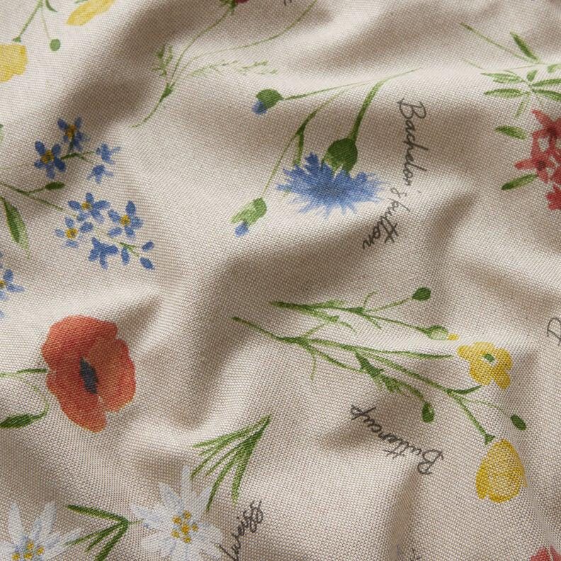 Alpine Flowers Natural Blue Tablecloth , Linen Look Tablecloth , Round Tablecloth , Oval Tablecloth , Rectange Tablecloth