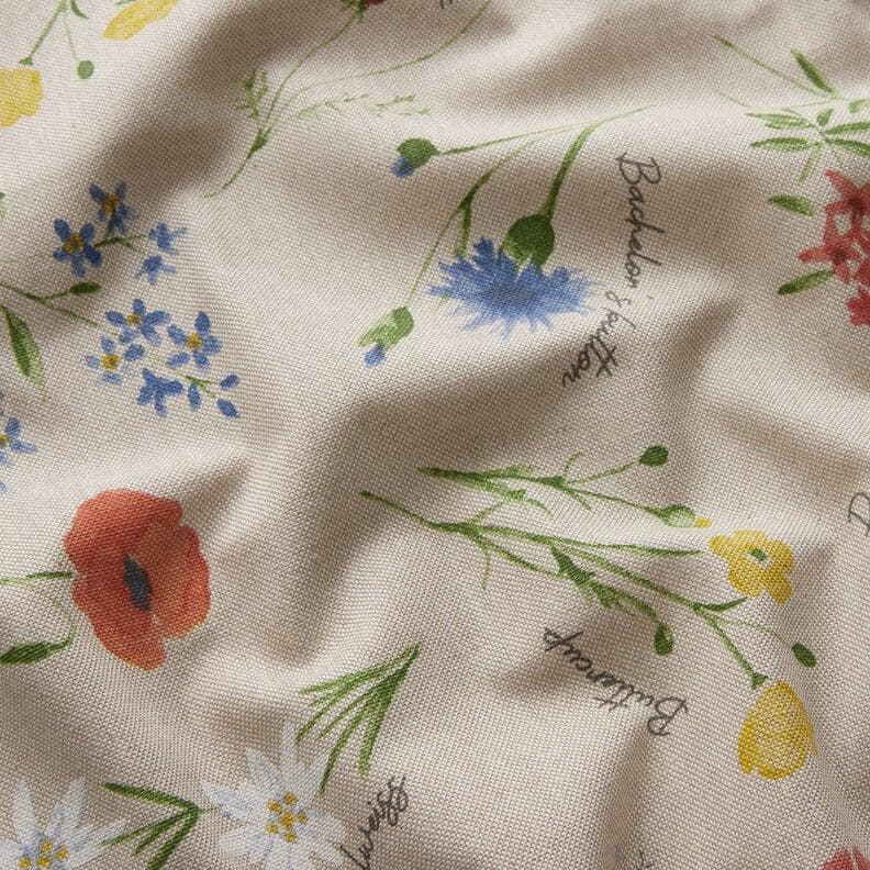 Alpine Floral Tablecloth, Natural Blue Linen Look, Handmade in UK
