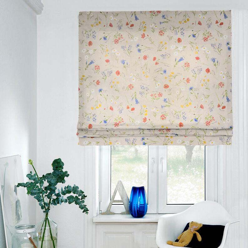 Alpine Floral Tablecloth, Natural Blue Linen Look, Handmade in UK