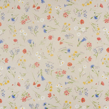 Alpine Flowers Natural Blue Tablecloth , Linen Look Tablecloth , Round Tablecloth , Oval Tablecloth , Rectange Tablecloth