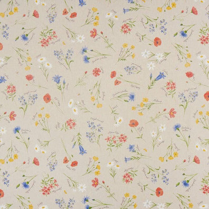 Alpine Floral Tablecloth, Natural Blue Linen Look, Handmade in UK