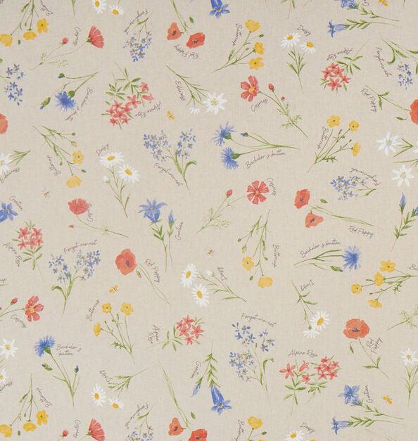 Floral Blossom Linen Look Tablecloth: Round, Oval, Rectangle