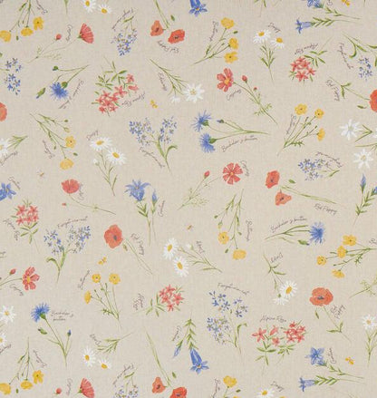 Floral Blossom Linen Look Tablecloth: Round, Oval, Rectangle